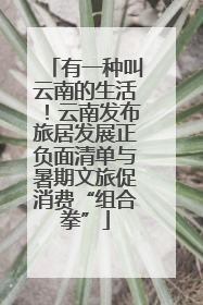 有一种叫云南的生活！云南发布旅居发展正负面清单与暑期文旅促消费“组合拳”